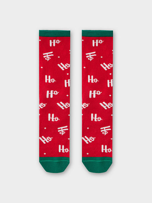 Цена за 5 пар! Высокие детские носки в ярком зеленом цвете с новогодним дизайном - Mark formelle фото 7