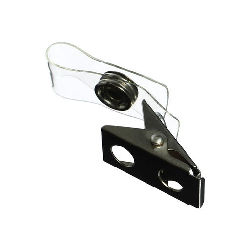 Цена за 100 шт. Прищепка металлическая для бейджа, с пластиковой петлей, на кнопке - Calligrata фото 3