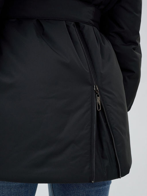 Полупальто зимнее женское с норкой люкс класса черного цвета 8632Ch - Mtforce фото 19