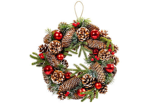 Новогоднее украшение венок 34*34*8 см Заснеженные шишки, большой круг - Elan gallery фото 4