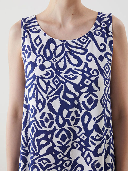 Bisiklet Yaka Desenli A Kesim Elbise