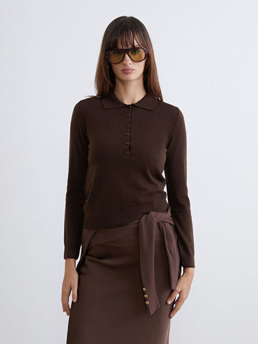 Polo Yaka Kad?n Triko Kazak