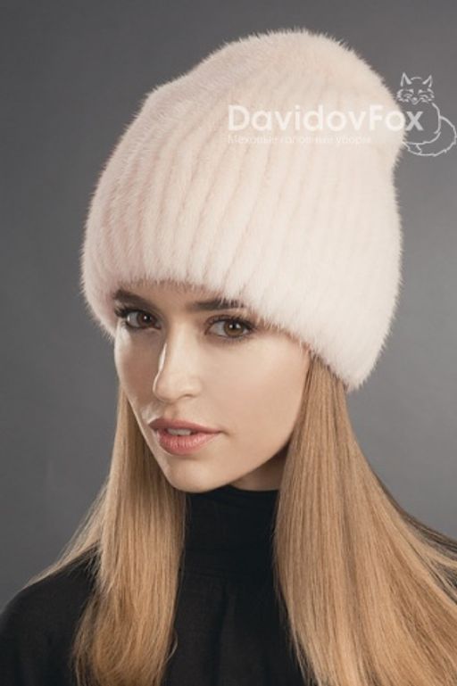 Шапка Бини норка крем