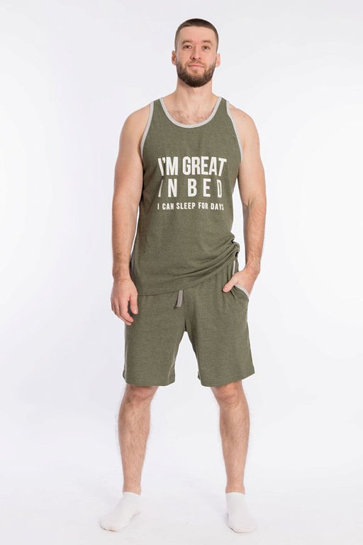 Костюм (майка+шорты) М122033Пб Хаки - Елена фото 2