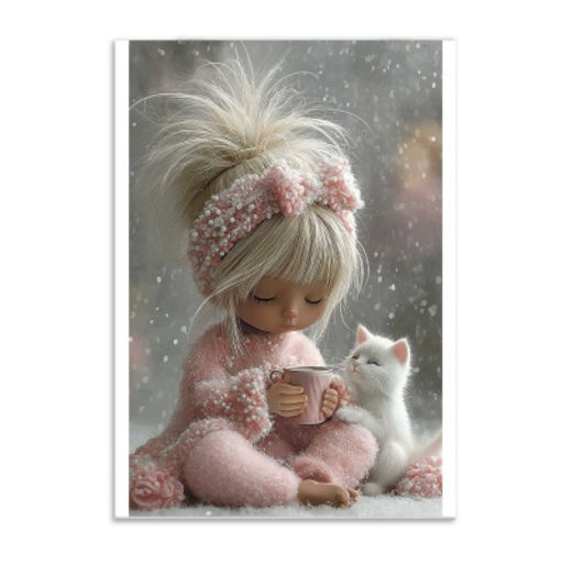 Блокнот, А6, 40 л, арт. 72951 ДЕВОЧКА С БЕЛЫМ КОТЕНКОМ /