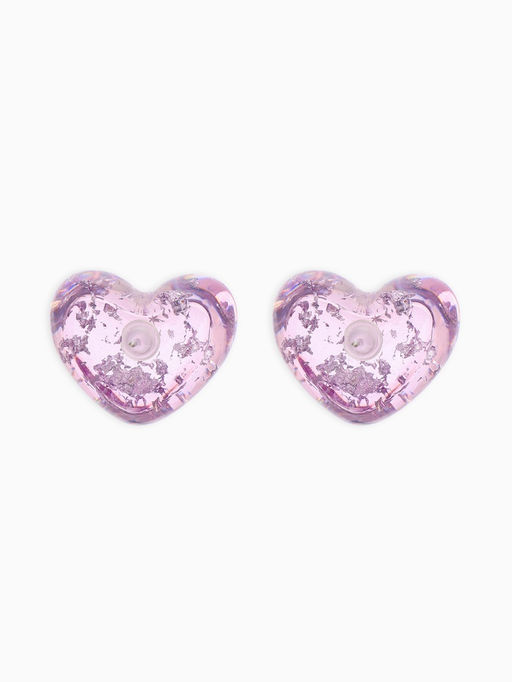 Цена за 2 шт. Серьги с паталью «Сердце блестка», цвет сиреневый в серебре