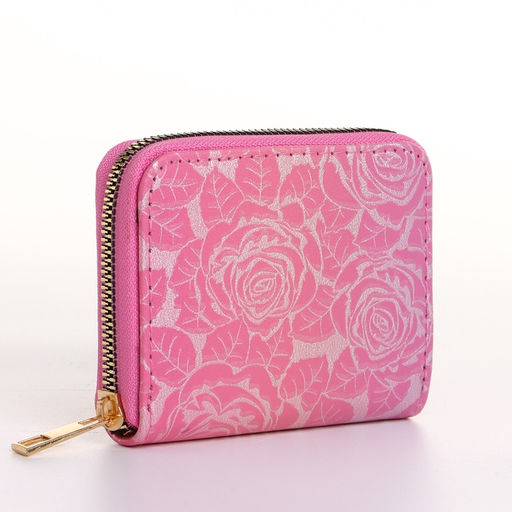 Кошелёк женский на молнии 11?2.5?9 см, с цветочным принтом, розовый