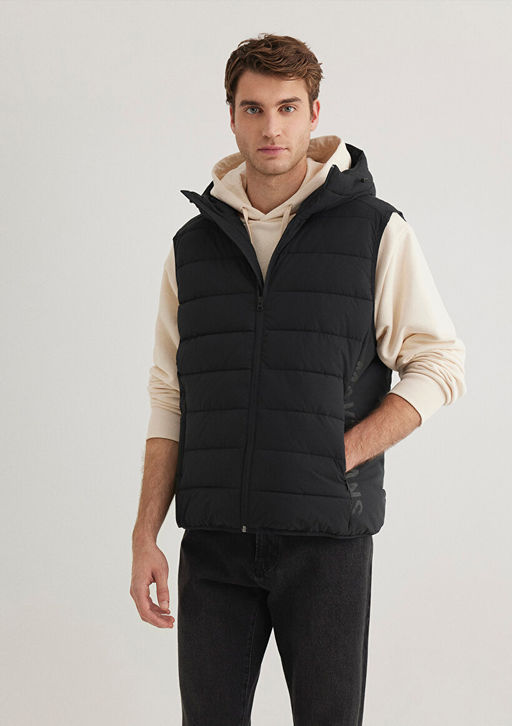 Mavi Jeans Detayl? Kapusonlu Siyah Sisme Yelek  фото 2