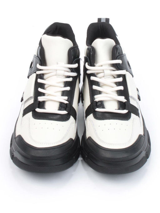 05-P51-1Z WHITE/BLACK Кроссовки женские зимние (натуральная и искусственная кожа, шерсть)