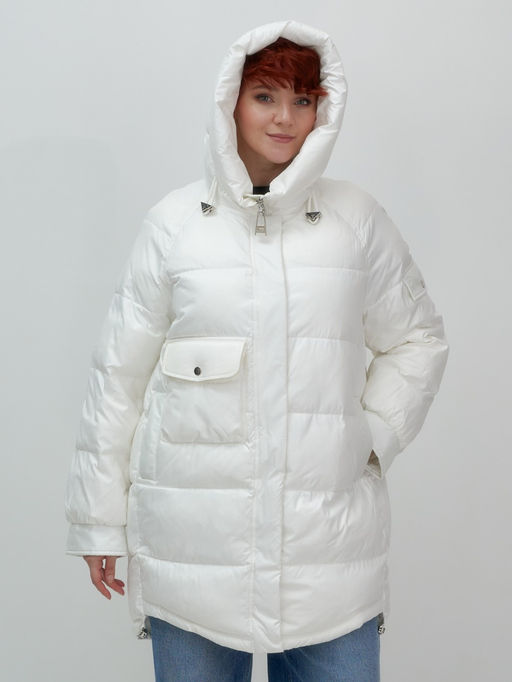 Куртка зимняя женская с капюшоном модная белого цвета 7341Bl - Visdeer фото 9