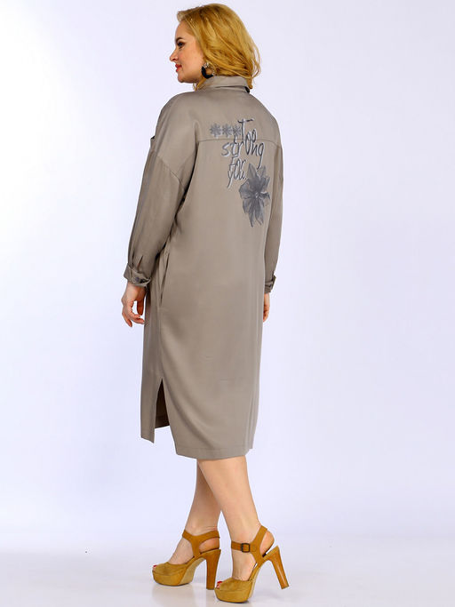 Платье-рубашка бежевого цвета в деловом стиле