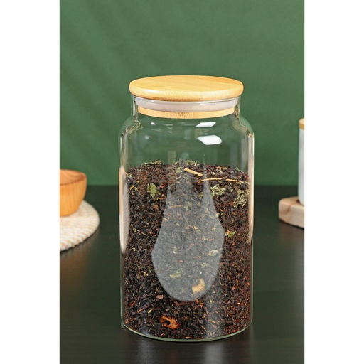 Банка для сыпучих «Эко», 1 л, 10×18 см, с бамбуковой крышкой, стекло
