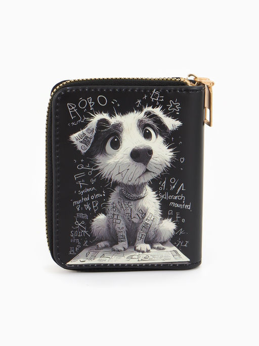 Кошелек дет 07-01-01 Июнь2538 собака, 8,5*2,5*10,5 см, 2 отд+отд/молн, д/карт, черный