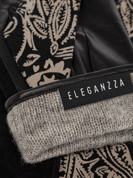 Перчатки женские ш+каш. IS00159 black/l.taupe - Eleganzza фото 4