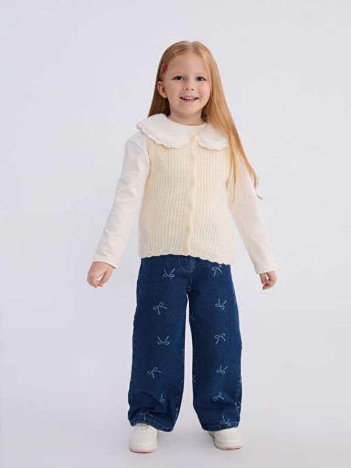 Bebe Yaka K?z ?ocuk Triko Yelek