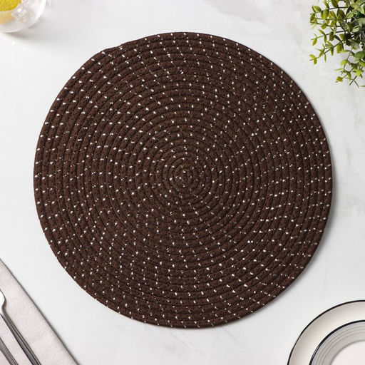 Салфетка сервировочная на стол Доляна Блеск, d=38 см, хлопок, цвет коричневый фото 2