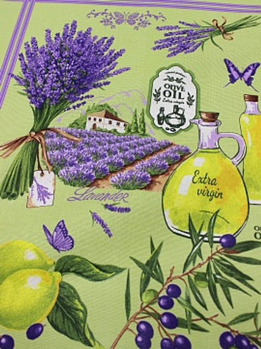 Рогожка Средиземноморский прованс на салатовом, ш.1.5м, хлопок-100%, 160гр/м.кв, раппорт 64см