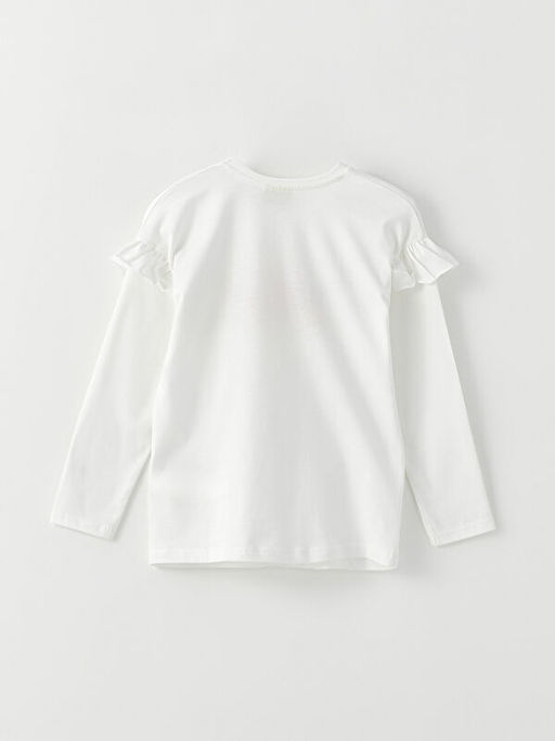 Bisiklet Yaka Bask?l? Uzun Kollu K?z ?ocuk Ti??rt - Waikiki фото 2