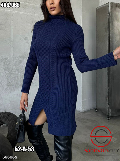 Вязанное женское платье с разрезом - Bruno фото 4