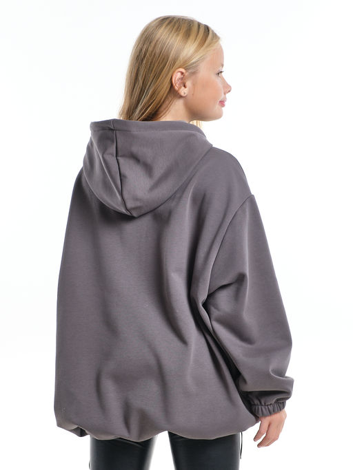 Худи оверсайз с капюшоном на молнии утепленное с карманом UD 8038 графит - Mini maxi фото 2
