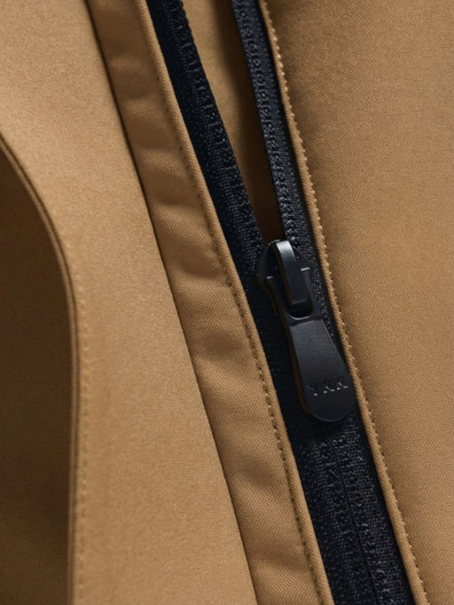 Парка женская софтшелл виндстоппер удлинённая с капюшоном горчичного цвета 9614_1G