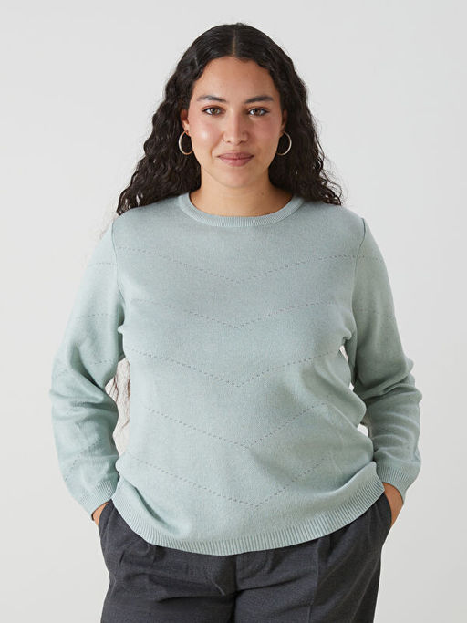 Bisiklet Yaka Desenli Kad?n Triko Kazak