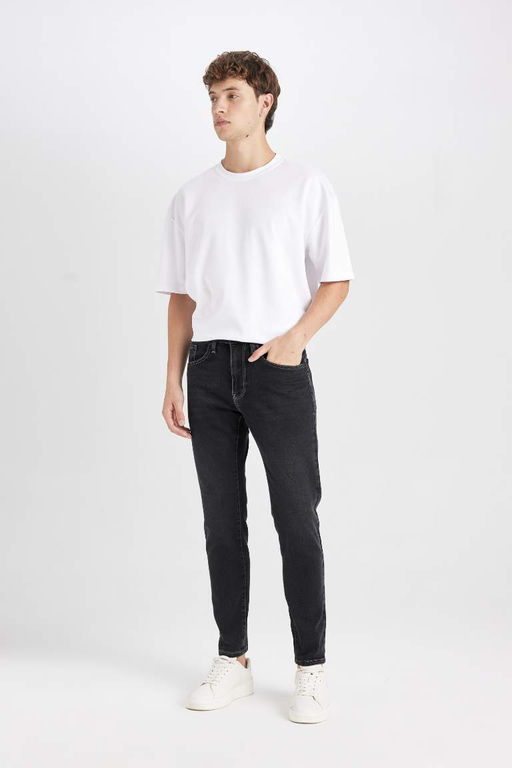 Узкие зауженные джинсовые брюки с нормальной талией и зауженной посадкой - Defacto фото 4