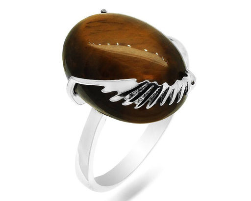 Кольцо из серебра тигровый глаз, МЦВ019
