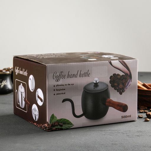 Турка, 500 мл, деревянная ручка, металл, чёрная