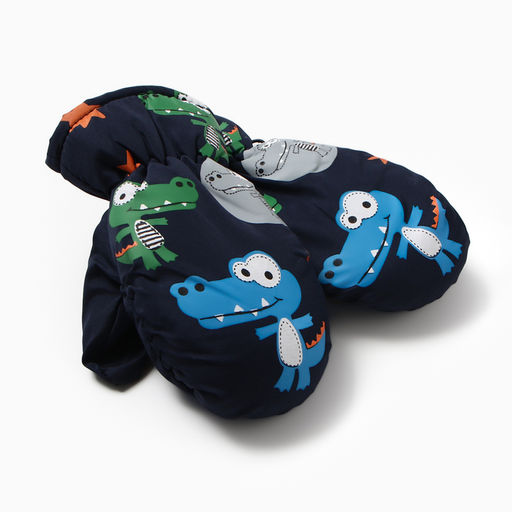 Варежки зимние детские MINAKU, тёмно-синие, 18 см