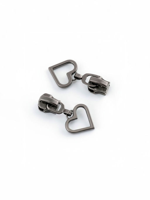 Бегунок для металлической молнии, №5, «Сердце», 10 шт., цвет чёрный никель