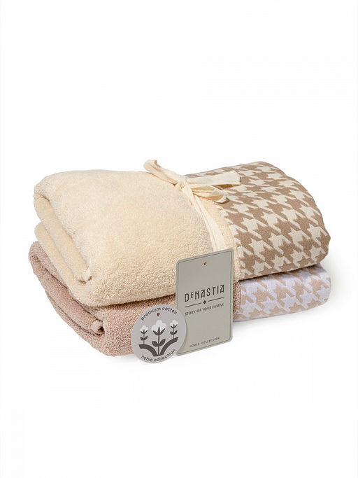 Набор махровых полотенец 2шт 50x90 бежевый махровая ткань