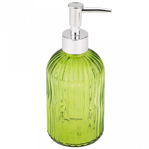 Дозатор для жидкого мыла пластмассовый "Водопад" 450мл, д7,5см h19см, корпус стекло, цвета микс (Китай)