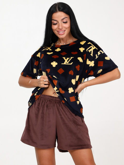 460 ЖЕНСКАЯ ПИЖАМА (шорты) (Шоколад) - А-дина фото 2