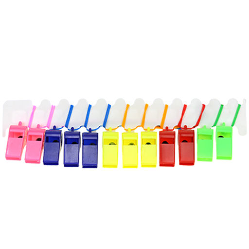 Свисток пластмассовый 5х1,5х2см со шнурком, набор 24 штуки, на картоне, цвета микс (Китай) - Домашняя мода фото 3