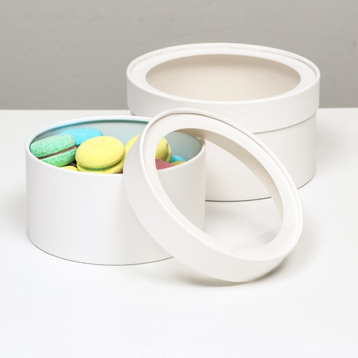 Набор 2 в 1 круглых коробок Белая с окном, 21 х 11 - 18 х 10 см - UPAK LAND фото 2