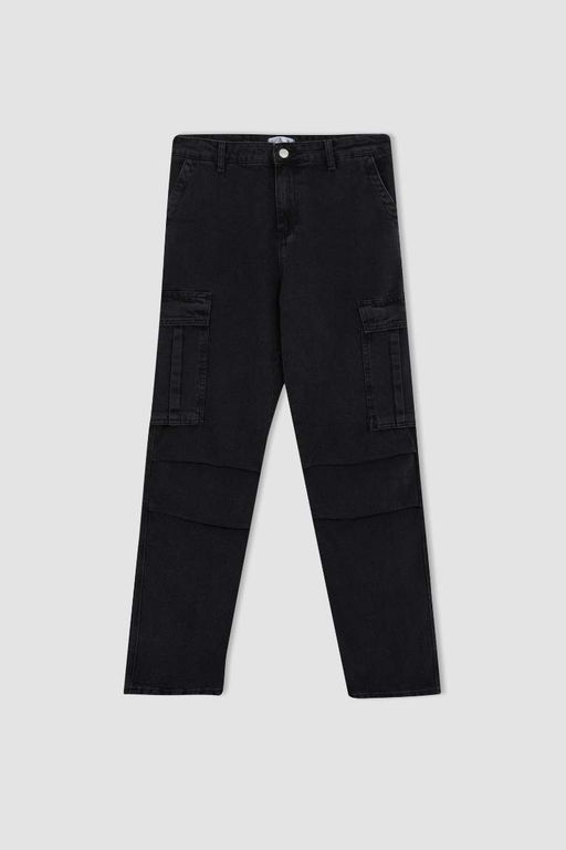 Джинсовые брюки с нормальной талией, комфортной посадкой и нормальным кроем, с карманом-карго - Defacto фото 6