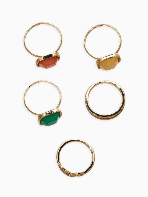 Набор колец 5 шт "Новый стиль" камни, размер МИКС, цветной в золоте