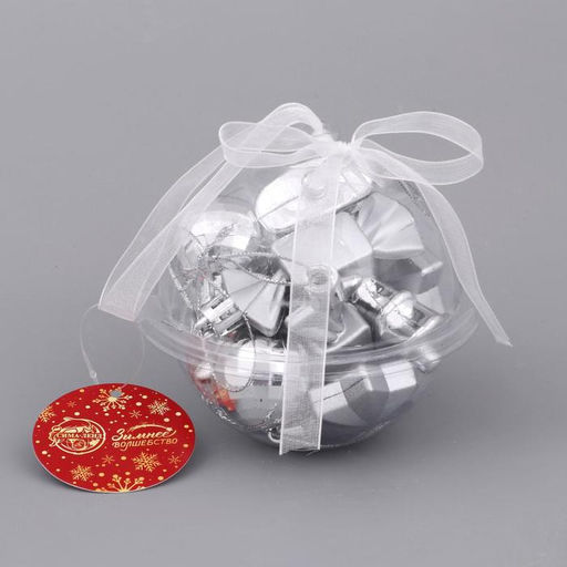 Цена за 2 шт. Ёлочные игрушки Санда, шары новогодние, d=3.5 см, набор 10 шт., серебро - Зимнее волшебство фото 2