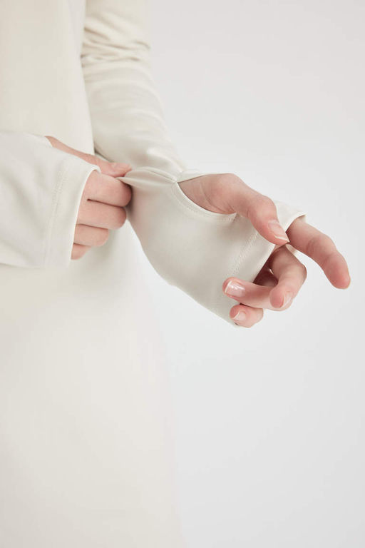 DeFactoFit Длинная футболка с воротником-стойкой и длинными рукавами для спортсменов  фото 6