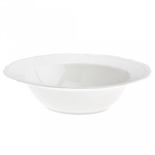 "Совершенство" Миска фарфоровая д204мм h52мм, 570мл, белый, рельефный декор, волнистый край (Китай)