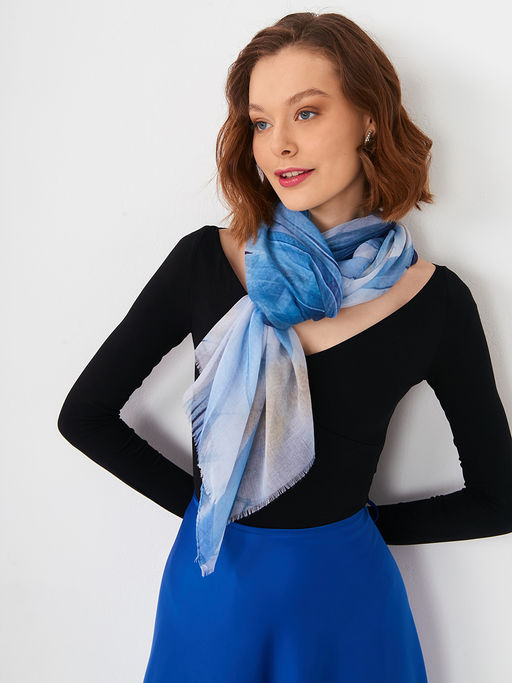 Большой, мягкий, тонкий и очень нежный двусторонний палантин с рисунком в стиле арт-деко - Tantino фото 6