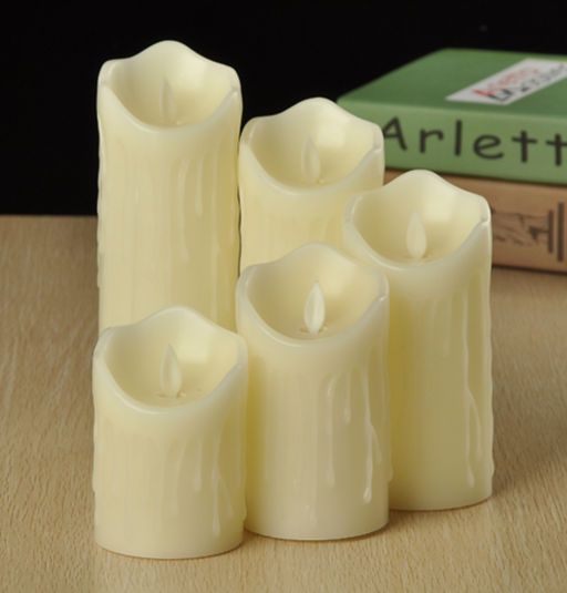 Сувенир с подсветкой "Свеча восковая - Небесная" 7,5*10 см - облита воском (работает от батареек 3 ААА)