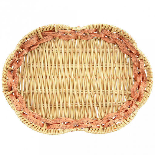 Корзина-сухарница плетеная Береста 33х24см h7,5см, полипропилен, карамельный, ажурный край, металлический каркас, форма овальная (Китай) - Домашняя мода фото 3