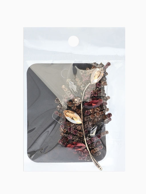 Брошь «Императрица. Лист», бордово-коричневая в чернёном золоте