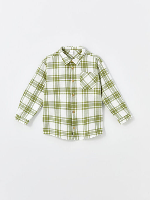 Uzun Kollu Ekose Desenli Erkek ?ocuk Oduncu G?mlek