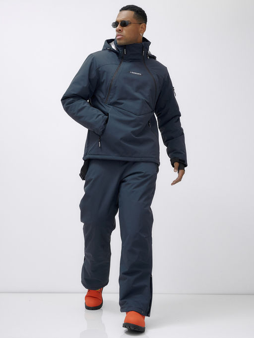 Горнолыжный костюм анорак мужской зимний темно-серого цвета 389TC - Leifensh фото 22