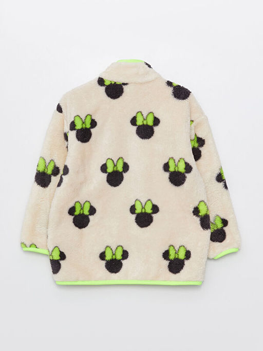 Dik Yaka Minnie Mouse Desenli Uzun Kollu Pel?? K?z ?ocuk Fermuarl? Sweatshirt - Waikiki фото 2