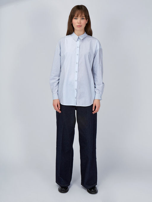 Рубашка полоса OD-918-1 серо-голубая - Tantino фото 3