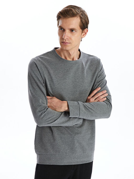 Bisiklet Yaka Uzun Kollu Erkek Sweatshirt